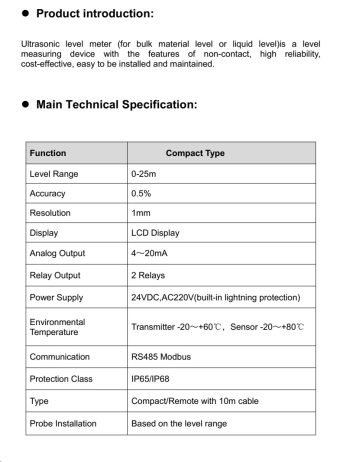 ULTRASONIC LEVEL METER